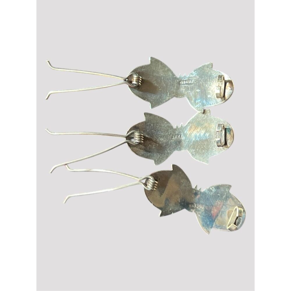 ☑️ Vintage Taxco Mexico Alpaca Silver Abalone Butterfly Barrettes Set of 3 - Picture 4 of 7